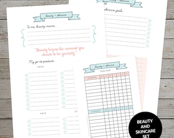 Printable Skincare and Beauty Tracker - Habit Tracker - Journal Template - Planner Insert - Beauty Routine Journal