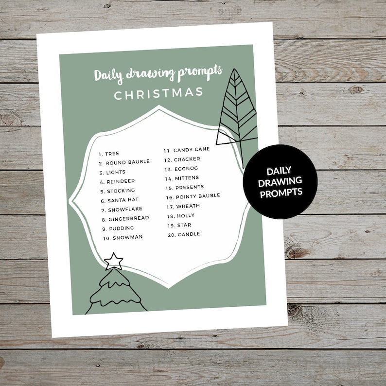 Printable Christmas Drawings Creative Journal Drawing Prompts Christmas Doodles Christmas 