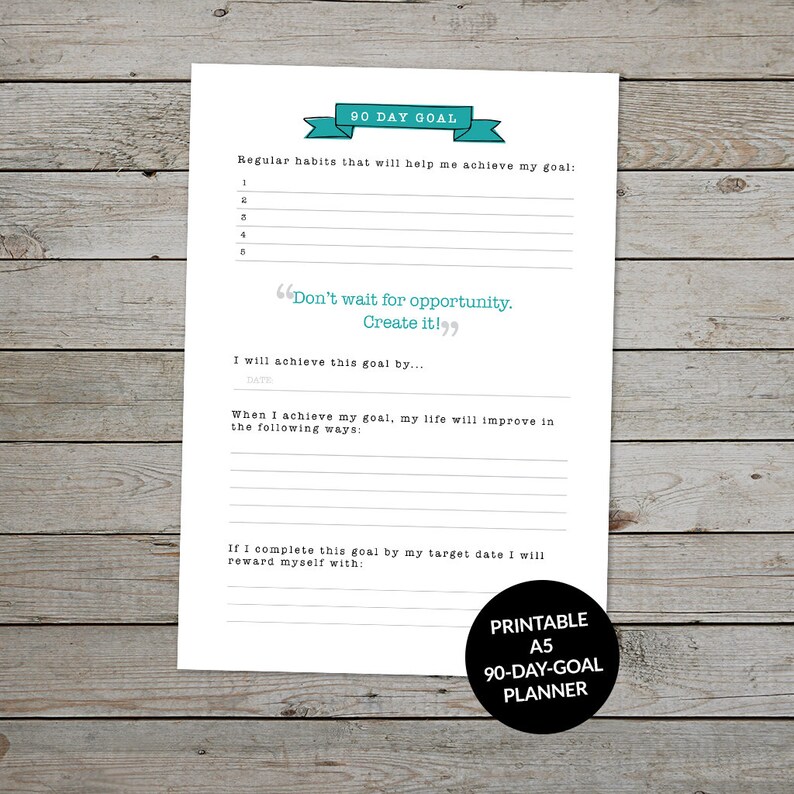 Printable 90 Day Goal Planner Bullet Journal Goals Template Etsy Printable 90 Day Goal Planner Bullet Journal Goals Template Etsy