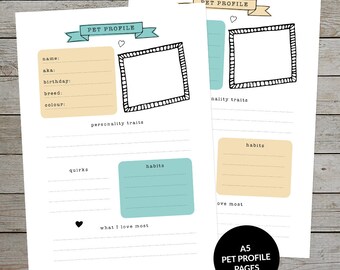 Printable Dog Journal Collection Pet Profile Page Dog Journal Page  Dog Printable Stickers Journal Template Pet Tracker