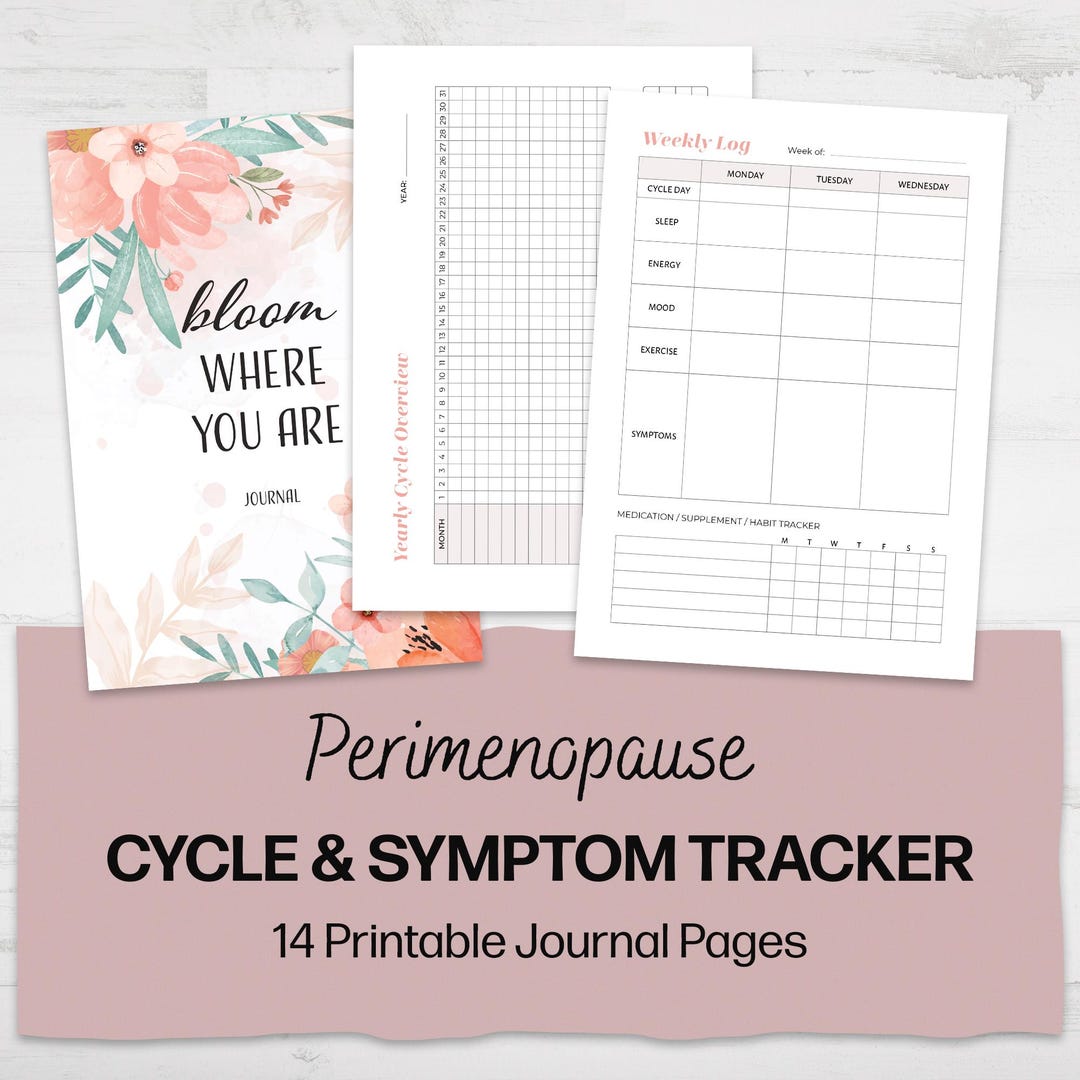 Printable Perimenopause Journal | Cycle & Symptom Tracker – Weekly Log ...