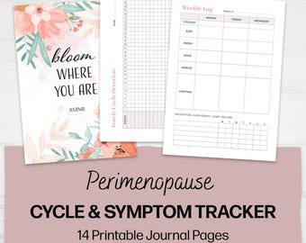 Printable Perimenopause Journal | Cycle & Symptom Tracker – Weekly Log, Self-Care, Monthly Reflection | A5 and Half Letter Journaling Pages