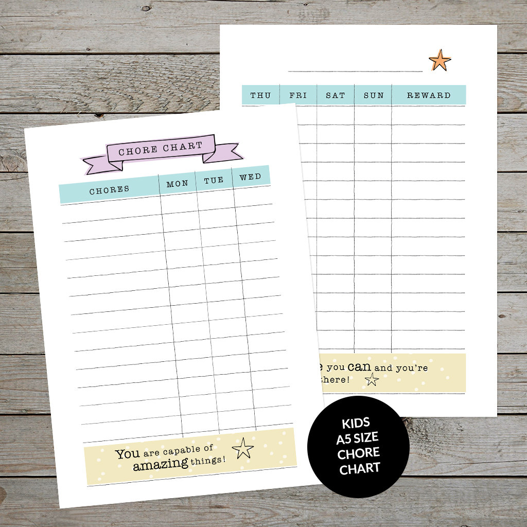 Chore Chart Printable Kids Chore Chart Star Chart Journal Tracker ...