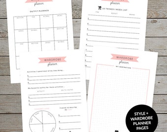 Printable Style and Wardrobe Planner - Outfit Planner - Capsule Wardrobe - Journal Template - Planner Insert - Printable Planner Page