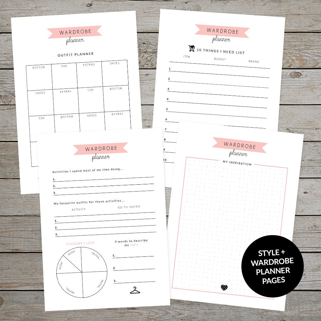Printable Style and Wardrobe Planner Outfit Planner Capsule Wardrobe ...
