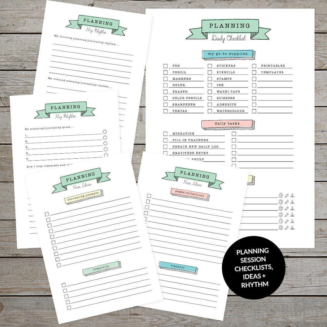 Checklist Journalier Printable Planning Session Checklist and Journal Pages - Journaling ...