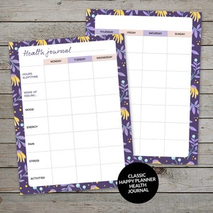 Printable Food Log Health Journal Journal Template Planner Insert Planner Pages Diet and Health Tracker image 5