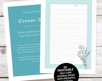 Self-Care Journal 24 Page Printable, Journaling Prompts, Calendar, Gratitude, Weekly Reflection, Floral Planner Inserts