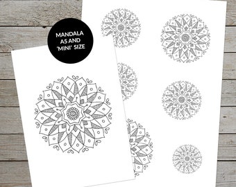 Printable Mandala (Design No.10) Hand Drawn Mandala - Ideal For Creative Journaling - A5 Mandala Plus Mini Sizes - Make Mandala Stickers
