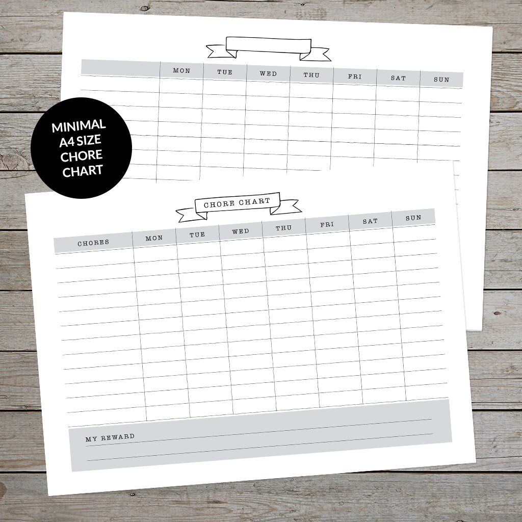 Printable Chore Chart Bullet Journal Tracker Kids Chore Etsy