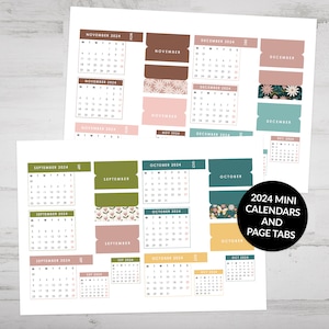 Printable 2024 Mini Calendar Stickers, Page Tabs and Mini Monthly Covers for Journal or Planner, Suitable for Cricut Print Then Cut image 3