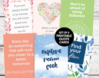 6 cartes de devis imprimables (lot de 2) | Citations inspirantes de Junk Journal | Scrapbooking, créations en papier, collage, journal éphémères, citations positives