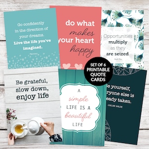 6 cartes de citation imprimables (Set no. 8) - Cartes de citation inspirantes, Journal créatif + Décoration de planificateur, Motivation, Soins personnels