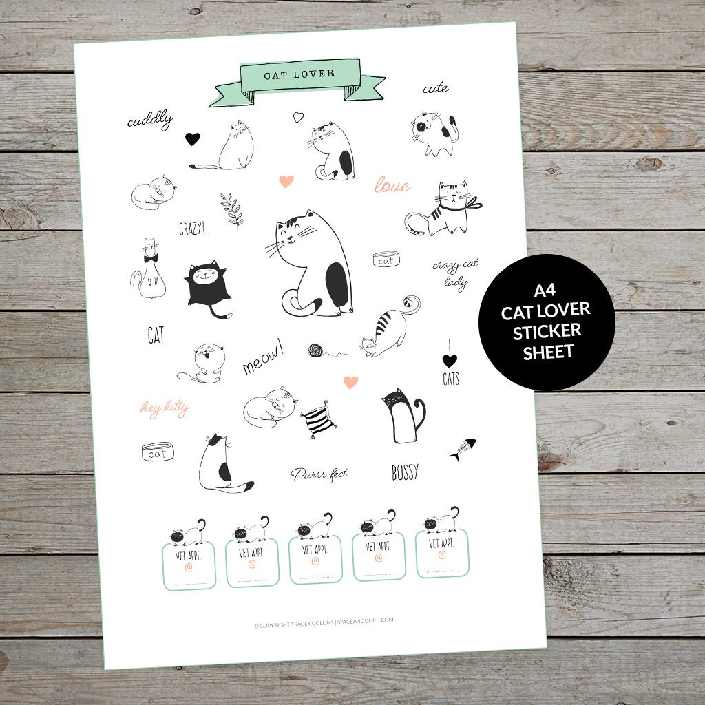 Printable Cat Lovers Bullet Journal Collection Pet Profile | Etsy