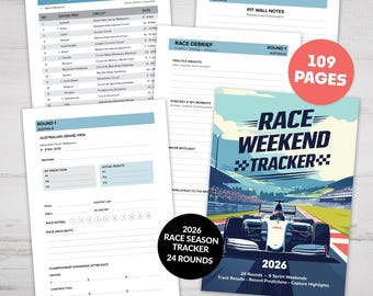 2026 Motorsport Race Weekend Tracker | Printable A5 Journal - 109 Pages PDF | Season Logbook for Racing Fans