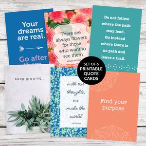 6 cartes de citation imprimables (Set no. 6) - Cartes de citation inspirantes, Journal créatif + Décoration de planificateur, Cartes de soins personnels, Cartes d'affirmation