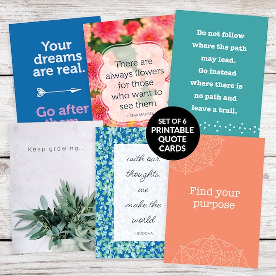 6 Printable Quote Cards (Set no. 6) - Inspirational Quote Cards, Bullet ...