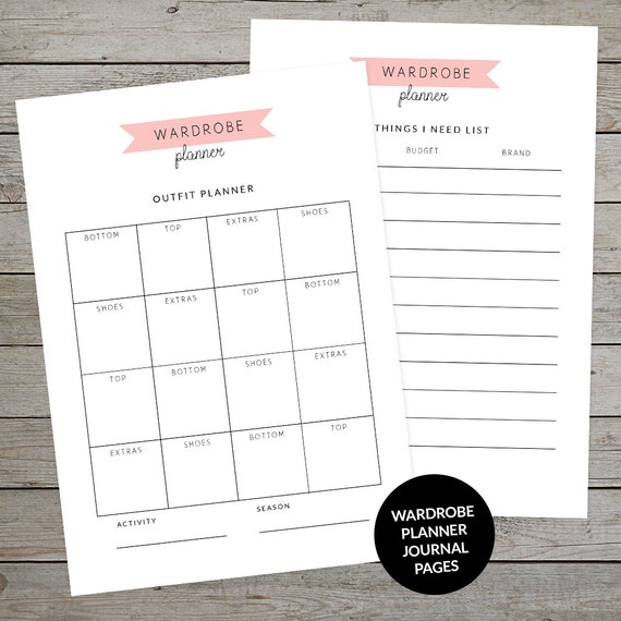 printable style and wardrobe planner etsy printable general journal template