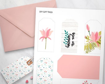 Printable Gift Tags Set of 6 Magnolia Design floral swing tags / Mothers day wrapping