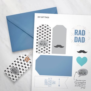 Printable Father's Day Card, Rad Dad printable card, Happy Father's Day Card, printable gift tags, guys greeting card, mens hipster card image 2