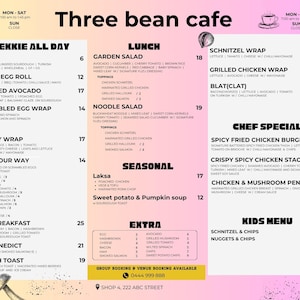 Editable Canva Cafe Menu Template - Instant download