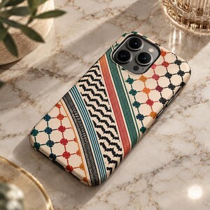 Colorful Keffiyeh Phone Case, Multicolor Kufiya Stripe iPhone Case, Free Palestine Samsung Galaxy Case, Palestinian Pattern Gift