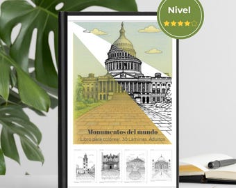 Libro para colorear monumentos | Monuments Coloring Book | 30 páginas / pages | PDF A4 / US Letter