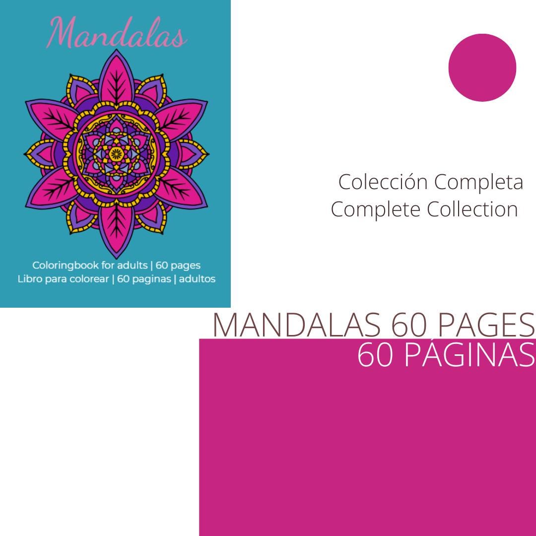 Libro Para Colorear Mandalas | Mandala Coloring Book | 60 Páginas / Pages |  PDF A4 / US Letter - Etsy, image size:1080x1080