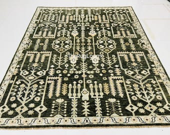 Green Oushak Rug 8x10 | Hand Knotted Turkish Wool Area Rug