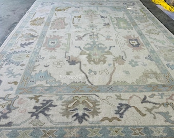 Oushak Rug 6x9 8x10 9x12, Hand Knotted Turkish Wool Area Rug, Vintage Bahi Rug Living Room Bedroom Home Decor