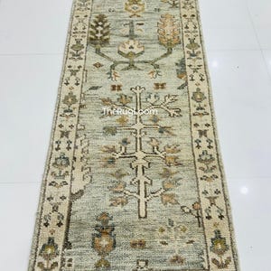 Handwoven Wool Oushak Runner Rug 3x10 8x10 – Turkish Vintage Long Rug – Neutral Boho Hallway Rug – Handmade Rug 2.5x8 6x9 Entryway Floor