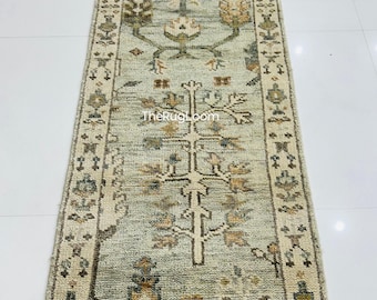 Handwoven Wool Oushak Runner Rug 3x10 8x10 – Turkish Vintage Long Rug – Neutral Boho Hallway Rug – Handmade Rug 2.5x8 6x9 Entryway Runner
