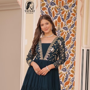 Rama Faux Blooming Embroidered Gown, Indian Wedding Dress, Custom Handcrafted Bridal Lehenga, Anniversary Gift