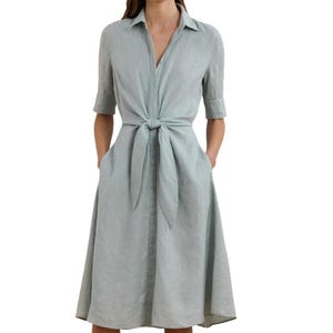 Tie Front Linen Shirtdress