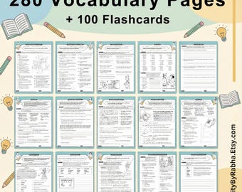 Complete English Vocabulary and Language Arts Curriculum Bundle | Levels 3-8 Workbooks & Practice Sheets