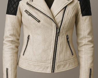 Women's Sheepskin Leather Biker Jacket, Genuine Leather Moto Jacket, Handmade Black Leather Coat, Luxury Motorcycle Jacket Gift