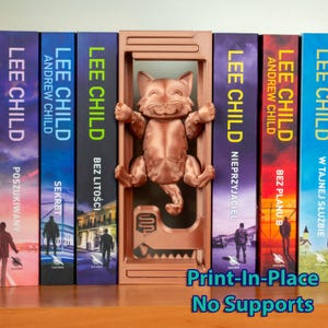 Cat Bookend – Cute Cat Shelf Decor, Book Spacer, Library Organizer Gift for Cat Lovers
