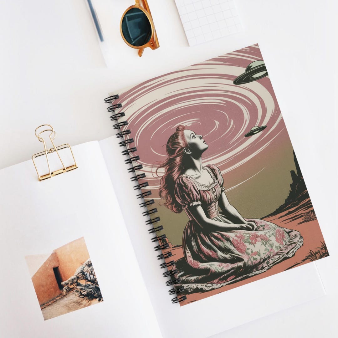 Strange Notebook Vintage UFO Spiral Notebook: Surreal Prairie Girl Alien Journal - Etsy