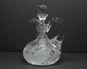 Vintage Numbered Cut Glass Oil Vinegar Cruet Faceted Glass Stopper Pinwheel Star of David Elegant Cut and Polished Glass Cruet