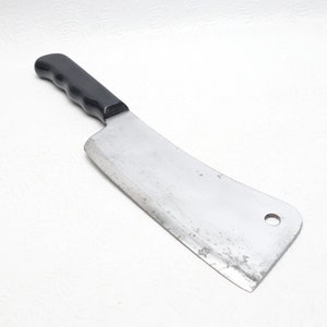 1950&#39;s Camillus Cutlery NY For Sears Craftsman Stainless Steel Ebony Ergo Composite Handle Butcher&#39;s Cleaver