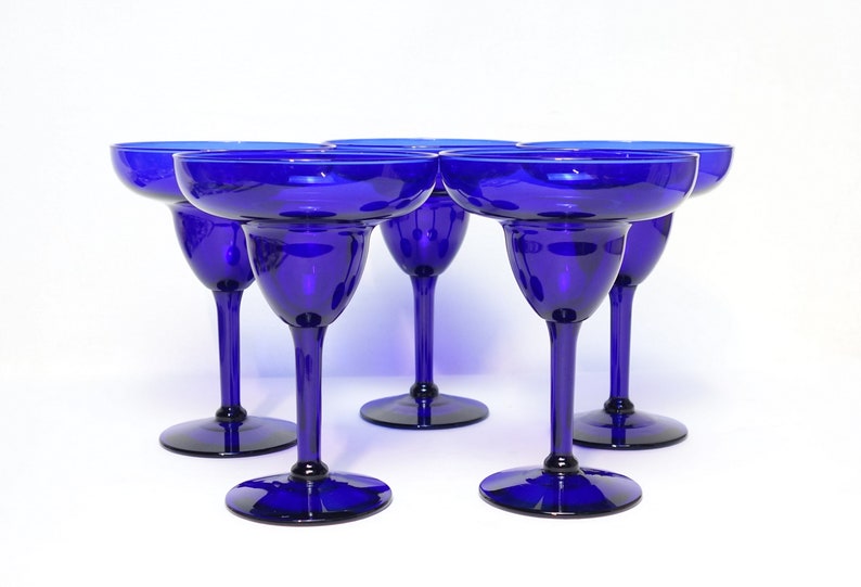 Vintage Cobalt Blue 7 Oz. Martini Margarita Daiquiri Glasses Etsy