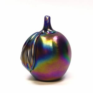 Vintage Gibson Glass Company Iridescent Carnival Glass Hand Blown Apple Glass Paperweight Sculpture