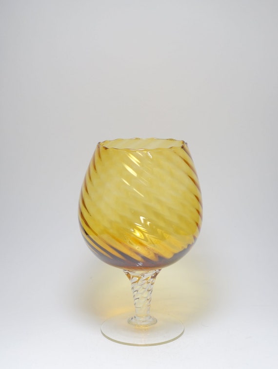 Mid Century Venetian Brandy Snifter Blown Glass Vase Empoli Etsy