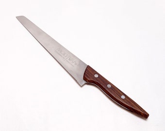 Vintage MolyVan Japan Hollow Ground Molybdenum Vanadium Santoku Style Rosewood Handle Chefs Knife