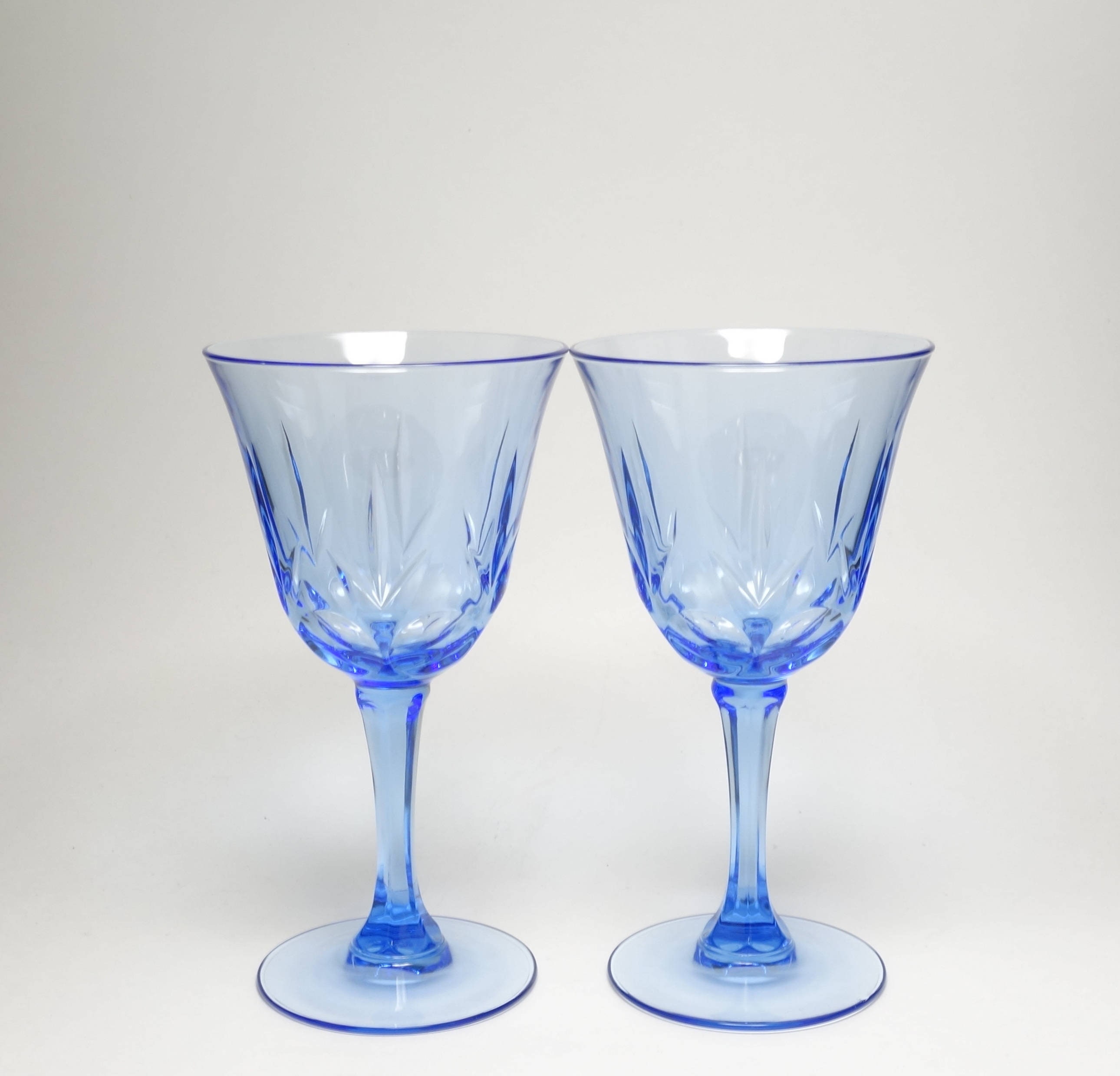 Vintage Fostoria Glass American Blue Wine Glasses Electric Etsy