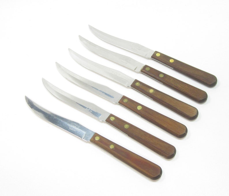 Vintage Boker Tree Brand 6 Piece Semiserrated Steak Knife Set Etsy