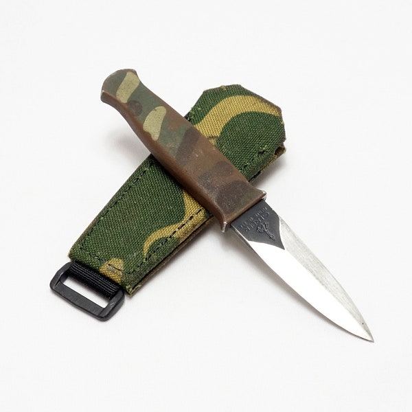 c.1983-91 Gerber Guardian R. W. Loveless Design Boot Knife Dagger Camouflage Handle & Original Nylon Camouflage Sheath