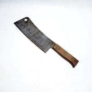 c.1916-1926 Scarce Enderes USA Hand Forged Carbon Steel Full Tang Walnut Scales 16&quot; Butchers Hog Lamb Beef Splitter 10&quot; Blade Meat Cleaver