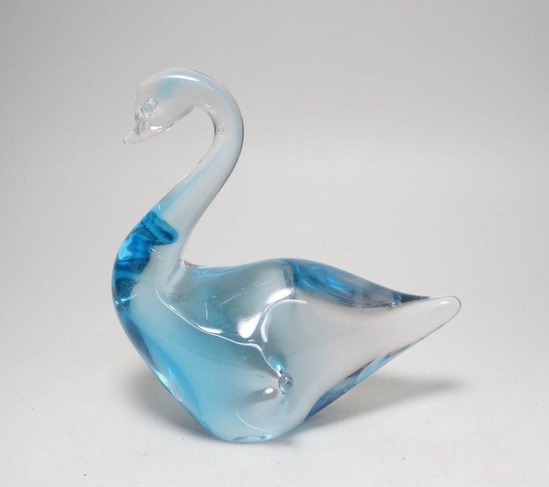 Vintage Murano Blue Art Glass Swan Hand Blown Sculpture