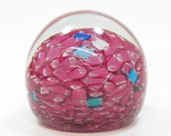 1950&#39;s Murano Alfredo Barbini Scrambled Pink Confetti Glass Cane Abstract Art Glass Paperweight